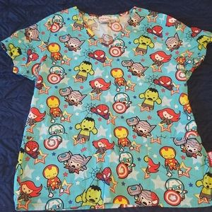 Baby Marvel printed scrub top